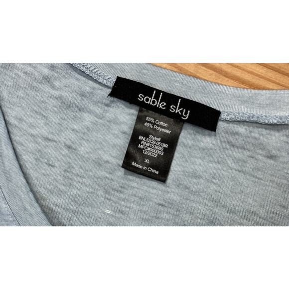 Sable Sky Diamonds Are A Girls Best Friend Tee Slub Knit Top Light Blue Size XL - Picture 2 of 4